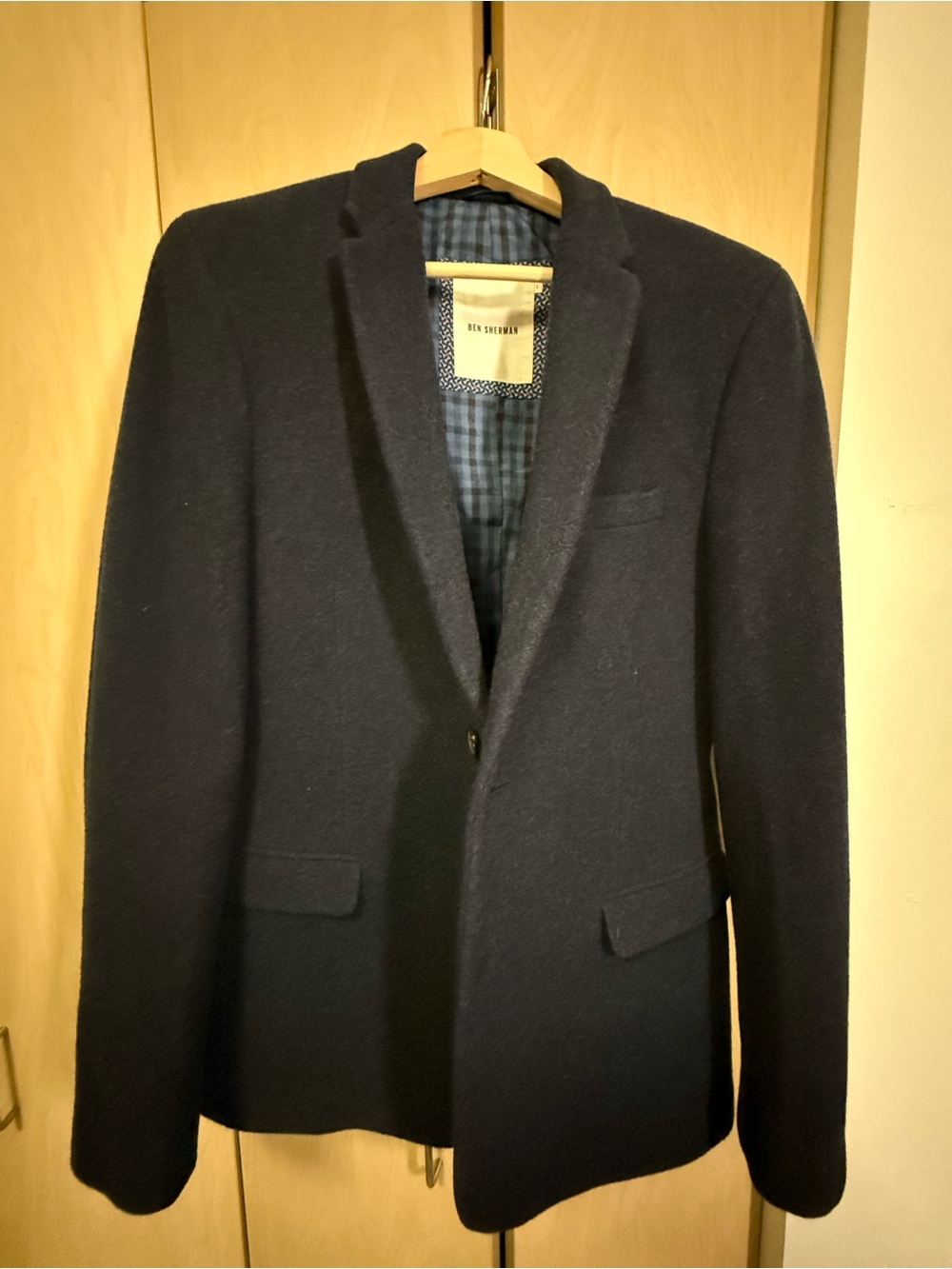 Ben Sherman Dark Navy Single-Breasted Wool Blazer